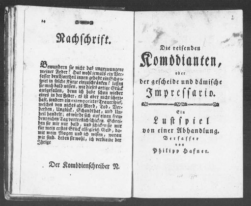 Die reisenden Komödianten, oder der ... Impressario