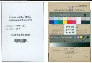Entnazifizierung Heinrich Schilling , geb. 14.08.1905 (Haendler)