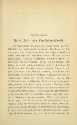 Zwölftes Kapitel. Letzte Jahre und Familienverhältnisse