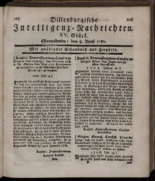 XV. Stück. Sonnabends : den 8. April 1780.