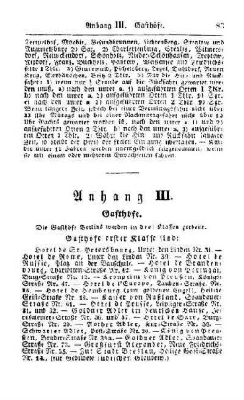 Anhang III. Gasthöfe