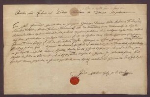 Testimonium nativitatis des Anton Ferdinand von Hanxleden.
