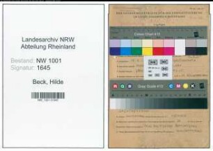 Entnazifizierung Hilde Beck, geb. 15.07.1914 ()