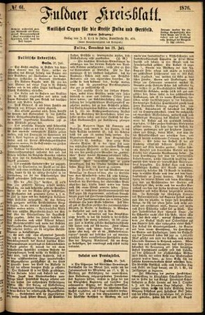 Ausgabe vom Samstag, den 29. Juli 1876.