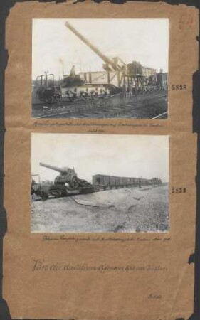 Schweres Langrohrgeschütz mit Munitionswagen bei Cambrai