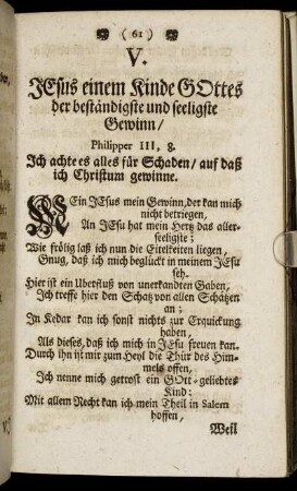 V. Jesus einem Kinde Gottes der beständigste und seeligste Gewinn.