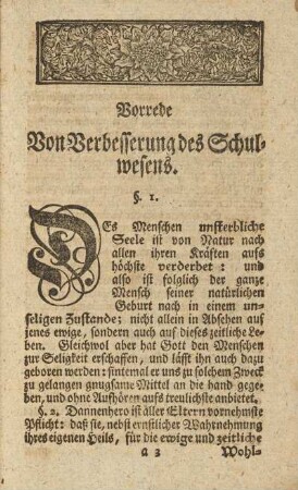 Vorrede. Von Verbesserung des Schulwesens