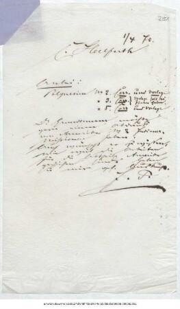 Brief von Justus Perthes' Geographische Anstalt  an Carl Hellfarth's Steindruckerei  : Gotha, 01.04.1870 ; [Kopie]