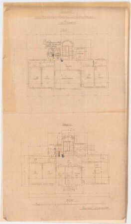 Kranken- und Siechenhaus, Brüssow Vorentwurf: Grundriss Erdgeschoss, 1. Obergeschoss 1:100 (von Inv.Nr. 5586)