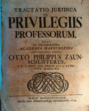 Tractatio iur. de privilegiis professorum