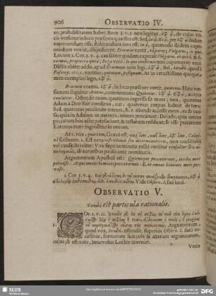 Obseravatio V. Epeidē est particula rationalis