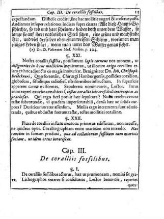 Cap. III. De coralliis fossilibus