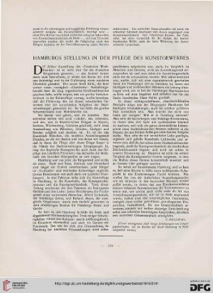 Hamburgs Stellung in der Pflege des Kunstgewerbes