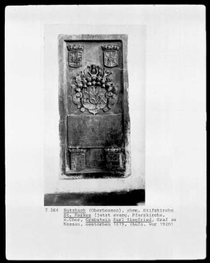 Grabstein für Karl Siegfried, Graf zu Nassau (gestorben 1679)