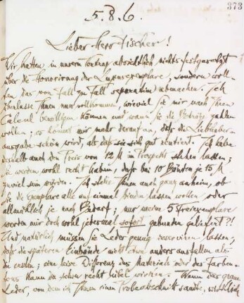 Brief an Samuel Fischer