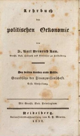 Grundsätze der Finanzwissenschaft, 1