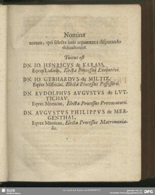 Nomina eorum, qui selecta iuris argumenta disputando defenderunt