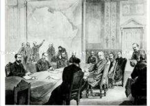Bismarck auf der Sitzung der internationalen Kongo-Konferenz im Kongresssaal des Reichskanzlerpalais in Berlin
