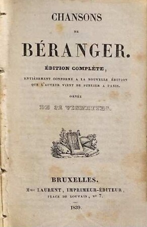 Chansons : Ornée de 32 vignettes.