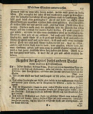 531-534, Register der Capitel dieses andern Buchs vom wahren Christenthum