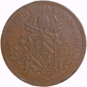 Münze, 5 Baiocchi, 1849