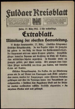Ausgabe vom Samstag, den 27. März 1915.