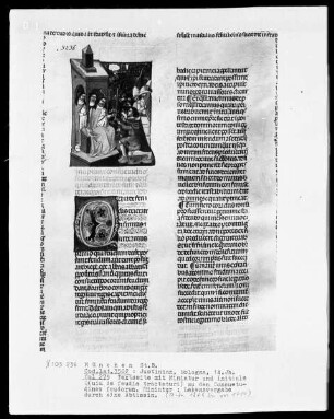 Justinian, Institutiones 1 - 4 — Lehensvergabe durch eine Äbtissin, Folio 279recto