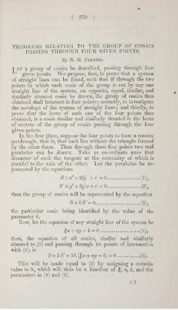 Theorems Relating to the group of conics passing through four given points.