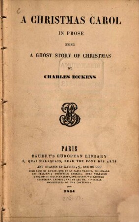 A Christmas Carol in prose being a ghost story of Christmas
