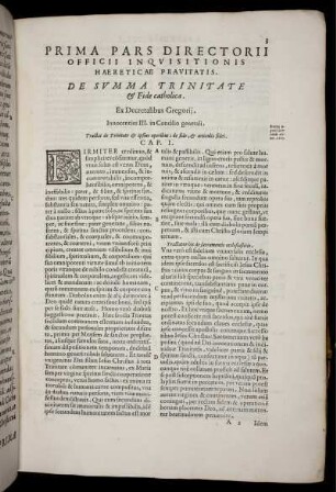 Prima pars Directorii officii Inqvisitionis haereticae pravitatis