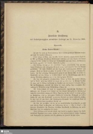 B. Feierliche Eröffnung des fünfundzwanzigsten ordentlichen Landtags am 15. November 1893