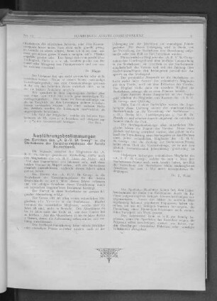 Ausführungsbestimmungen des Eintrittes des "A.B.-V. St. Georg" in die Sterbekasse der Versicherungskasse der Aerzte Deutschlands.