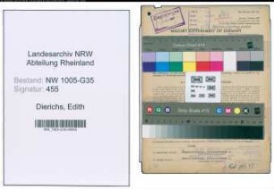 Entnazifizierung Edith Dierichs , geb. 01.10.1909 (Werbeberater)