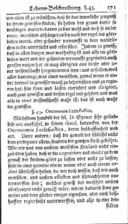 §. 43. Oeconomia Ecclesiastica