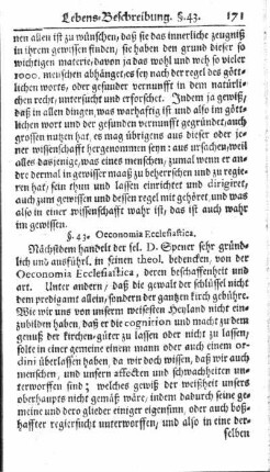 §. 43. Oeconomia Ecclesiastica