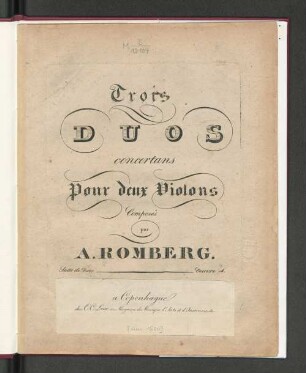 Trois duos concertans pour deux violons : suite de duos; oeuvre 4