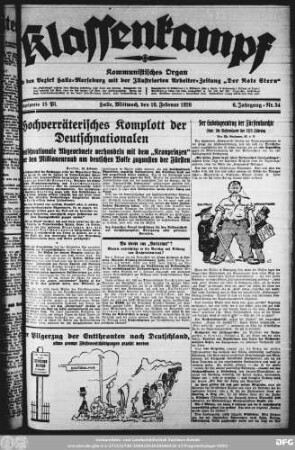Klassenkampf : kommunistisches Organ für den Bezirk Halle-Merseburg