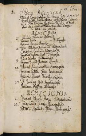 Sommerhalbjahr 1641. Rektorat Johann(es) Gerhard
