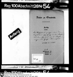 Rechtsstreit zwischen dem Domkapitular Johann Georg von dem Bussche und Johann Friedrich von dem Bussche wegen des Hauses Hünnefeld