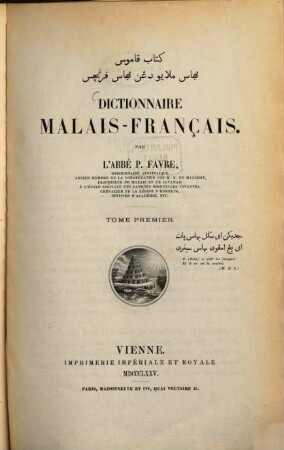 Dictionnaire malais-français. 1