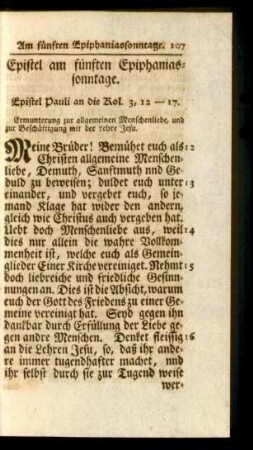 Epistel am fünften Epiphaniassonntage
