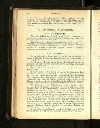 VI. Aufbewahrung der Kassenbestände.
