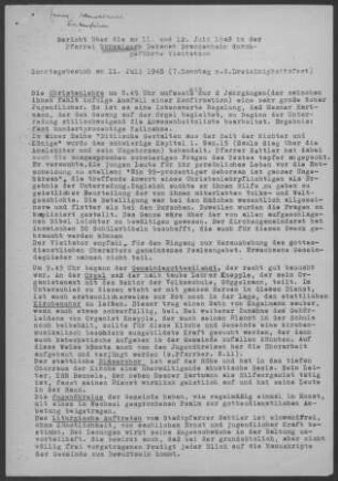 Schwaigern: Pfarrbericht