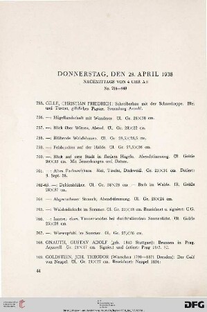 Donnerstag, den 28. April 1938, nachmittags von 4 Uhr ab (Nr. 755-948)
