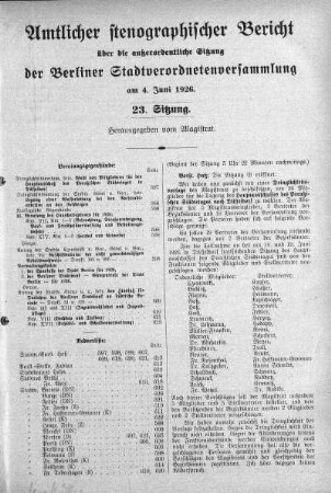 Sitzung 23, 4. Juni 1926