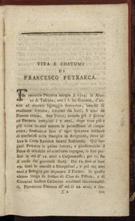 Vita E Costumi Di Francesco Petrarca