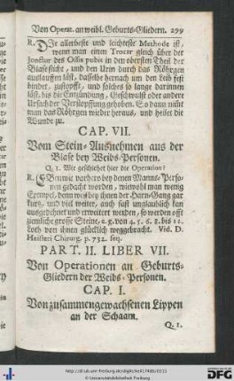 Liber VII. Von Operationen an Geburts-Gliedern der Weibs-Personen.
