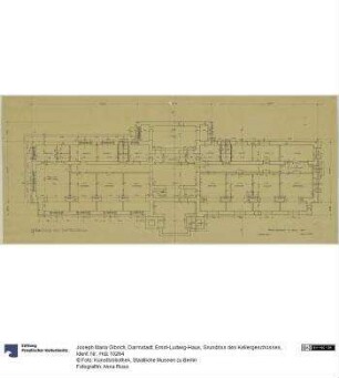 Darmstadt, Ernst-Ludwig-Haus, Grundriss des Kellergeschosses