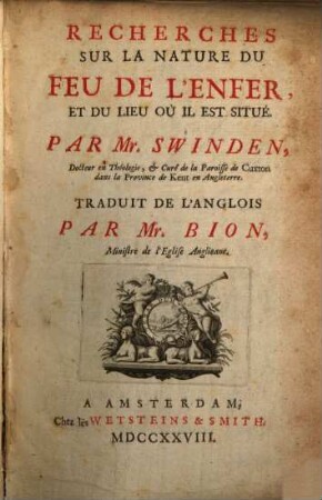 Recherches sur la nature du feu de l'enfer