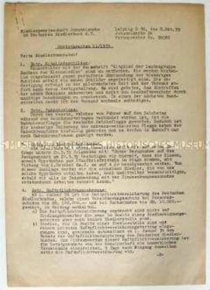 Rundschreiben einer Siedlergemeinschaft u.a. zur Beflaggung